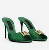 Luxury Fashion Brands Keira sandals Women's mule leather green black exposed toe chunky high heels Women's comfortable walking shoes EU35-43 with box