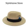 Nouveau chapeau de paille doux panaméen naturel adapté aux hommes Femmes d'été / hommes étroites Brown Beach Sun Hat UV Résistant Fedora Birthday Gift J240506
