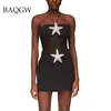 Casual Dresses Women's Strapless Sexy Backless Diamond Starfish Mesh Transparent Mini Tight Bandage Dress Elegant Halter Celebrity Party