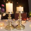 Halter Peandim European Golden Crystal Candle Halter Kirche Dekorative Kerzenrestick Romantische Hochzeitsfeiern Candelabros Dekoration