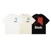 豪華なrhudeメンズデザイナーTシャツ観光先の目的地印刷グラフィックティーメンズ女性ユニセックスルースカジュアルショートスリーブTシャツファッション100％コットンストリートウェアサイズS-XL