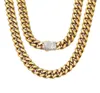 614mm bred rostfritt stål kubanska Miami -kedjor halsband cz zirkonlås lås Big Heavy Gold Chain Men Hip Hop Rapper Jewelry3226058