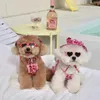 Dog Apparel Ins Puppy Vest Pink Leopard Print Swimsuit Cat Transformation Outfit With Swimming Cap One-Piece Sling Bikini Clothes H240506
