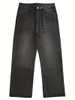 Men's Jeans Vintage Loose Fitting For Men Washed Wide Leg Denim Pants Y2k High Street Oversized Baggy Straight Trousers