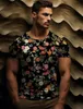 T-shirt pour hommes motif géométrique Top Round Couche 3D MOTEUR FLORAL MOTEUR EXTÉRAVE