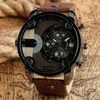 Montre-bracelets Sport Big Business Watchs Men Clock Locomotive Army Retro Black Quartz Watch Style Relogio Masculino Relojes Hombre