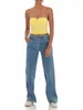 Damestanks Mini Rosette Ruched Tube Tops Bandeau voor vrouwen Summer Strapless Solid Color Show Navel bijgesneden Y2K Grunge Vest Streetwear