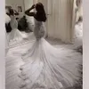 Bruids strand zeemeermin bruiloft moderne boho jurk jurk sexy spaghetti banden kanten toegewezen tule long robe de marie custom made made