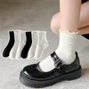 Women Socks 3 Pairs Ruffled Girls Loose Pile Sock Black White Beige Curled Edge Mid Tube Korean Fashion Japanese Lolita JK