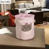 Rosa faltbare Wäschereikorb für schmutzige Kleidung Cartoon Katze Schwan Kinderspielzeugkorb Aufbewahrung Waschkorb 240426