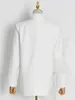 Costumes pour femmes Blazer à volants blancs pour les femmes Collier narqué à manches longues Solide Blazers Minimalistes Vêtements de mode féminin