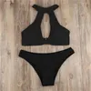 Kvinnors badkläder Swimsuit Beach Swimming Trunks Suit Plus Size Breast Pads Garged Push Up Halter Solid Color Bathi
