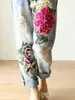 Frauen Jeans 2024 Fashion Ladies elegant für Frauen Sommer lässiger florale Stickerei Denimhose Weibchen Lose Harem Hosen