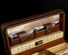 Hochqualität braune Farbe Echtes Lederzedern Zigarre Humidor mit Cutter und Feuerzeug 4 Zigarette4993053 halten