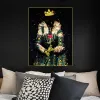 Royal King en Queen Canvas schilderen Vrouwen mannen met kroonposters Wall Art Pictures Print voor Home Decor Hanging Mural Frameless