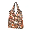 Sacs de rangement recycler Orangewhite et Brown Circle Retro Match Sac à provisions fourre-tout