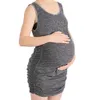 Zwangere kleding met hoge elasticiteit om verschillende zwangerschapsperioden te ontmoeten.Naadloze plus maat geplooide zwangere dames tanktop rok