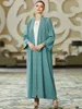 Roupas étnicas Dubai Turquia Islã Kaftan Robe sólido abayas aberto para mulheres femme costura de costura drill musulmane ramadan roupas de vestido muçulmano