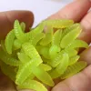 Baits Lures Promotion 50pcs 2cm 0.3g Maggot Grub Soft Fishing Lure Hooks Smil Worms Shrimps Gold Drop de entrega Deportes al aire libre OTVD9