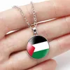 Hanger kettingen Palestijnse kettingvlag foto foto glas cabochin hartvormige maan hanger ketting sieraden H240504
