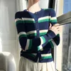 Frauen Strick Frühling/Sommer 2024 Ladies 'Wear Cardigan Pulloper Striped Korean Fashion Top Sweater YK2Clothes