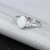 Cluster Rings Cellacity Oval White Big Opal Silvery Finger Ring Luxury Crystal Gemstone Wedding For Women Jewelry Accessories Party