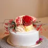 Fleurs décoratives gâteau topper festif fête des vacances artificielles