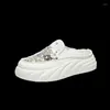 Slippers 2024 Summer Half Bracelet Sequin Small White Shoes White's Brewable Student Board Casual
