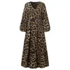 Zanzea vrouwen Spring Puff Sleeve Maxi Long Sundress Fashion Sexy Leopard Gedrukte feestjurk V High Taille Holiday Vestidos 7 240424