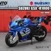 ダイキャストモデルカーMSZ 1 18スズキGSX-R1000オートバイ合金車モデル子供のおもちゃ車ダイキャストモーターサイクルモデル2405