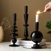 Hållare Europeanstil Black High Foot Glass Candle Holder Creative Candlestick Home Office Decoration Födelsedagspresent