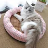 Camas de gato móveis Cama de gato de verão redonda de seda de seda de seda de estimação confortável gatinho cães pequenos cães adormecidos gato ninho de gato sofá refrigeração ratata