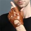 Gants gants de haute qualité des gants de doigt de l'homme respirant non glans en cuir sans doigt les gants de conduite noire nan7 mâle nan7