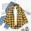 Frauen T-Shirt New Womens Langarm rotes schwarzes Flanell-Hemd Top Marke Casual Lose Womens Plaid Shirt2405