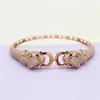 585 Bracciale per leopardo leopardo di lussuoso Micro Inlay Crystal Fashion Fashion Leopard Head Bracciale per le donne di gioielleria per matrimoni classiche 240430 240430