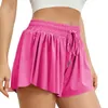 Shorts actifs Les femmes sporent une couleur solide gym respirante jeune style lâche large jambe de la jambe élastique