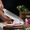 Japan Santoku Chef Knife 7 inch, VG-10 Damascus staal 67 Laag Keuken Snijdmes, Aziatische chef-koksmes voor vleesgroente