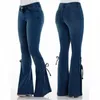 Женские штаны Capris HomeProduct CenterWomens Bow Bootswomens кружев Topcowboy Girl Retro Blue Bell Bottom Jeans Y240504