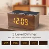 Clocks Digital LED ALARME RADIO FM, Station de chargeur sans fil rapide, port de chargement USB, minuteur de sommeil pour chambre, chevet, bois de bureau