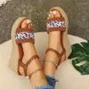 Sandals Chaussures pour femmes 2024 Plus taille 42 robe d'été Couleurs mélangées coins élastiques femmes zapatos mujer