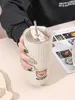 Gobelers dignes de bouteille de consommation portable eau en plastique avec paille et brosse enfants adultes thé lait café tasse H240506