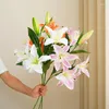 Dekorative Blumen 5 Köpfe Langer Zweig 3D Druck Lilie Künstliche weiße rosa Orange für Feierlichkeiten für Festival Room Dekoration Hochzeit