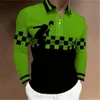 Mens Polo Shirt Golf Plaid Graphic Prints Turndown Print Outdoor Street Long Sleeve Zipper Clothing Apparel Sports 240419