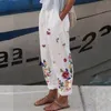 Spodnie damskie Kobiety z kieszeniami wysokiej talii Bawełny Bawełna luźna długa harem na plażowe spodnie pantalon femme