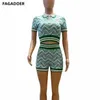 Fagadoer Rib Fashion Drukuj dwuczęściowy zestaw kobiet Sweet Y2K Crop Top and Shorts Casual Streetwear Letni Zestawy 240429