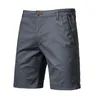 Men Shorts Summer Algodón de algodón Medio Masco Mas de negocios Men Shorts Impreso Playa Stretch Chino Classic Fit Short Homme 240506