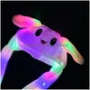 Autres fournitures de fête de textile à domicile Light PHAT CATONION CATONION ANIMAL CAP pour lapin chat Bunny Ear Moving Hats Adt Kids Christmas Winter Dhqqf