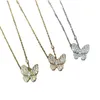 Hot V Gold HighバージョンVantasy Butterfly Necklace Womens Produce Phantom Full Diamond Pendant 18K Rose Clover Collarチェーン