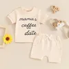 Set di abbigliamento abiti estivi per ragazzi per ragazzi t-shirt a maniche corte mamas caffè da appuntamento per bambini