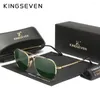 Solglasögon Kingseven Design Men's Women Fashion Square Alloy Polariserad UV400 Frame Anti-Reflection Glasses Luxury Eyewear